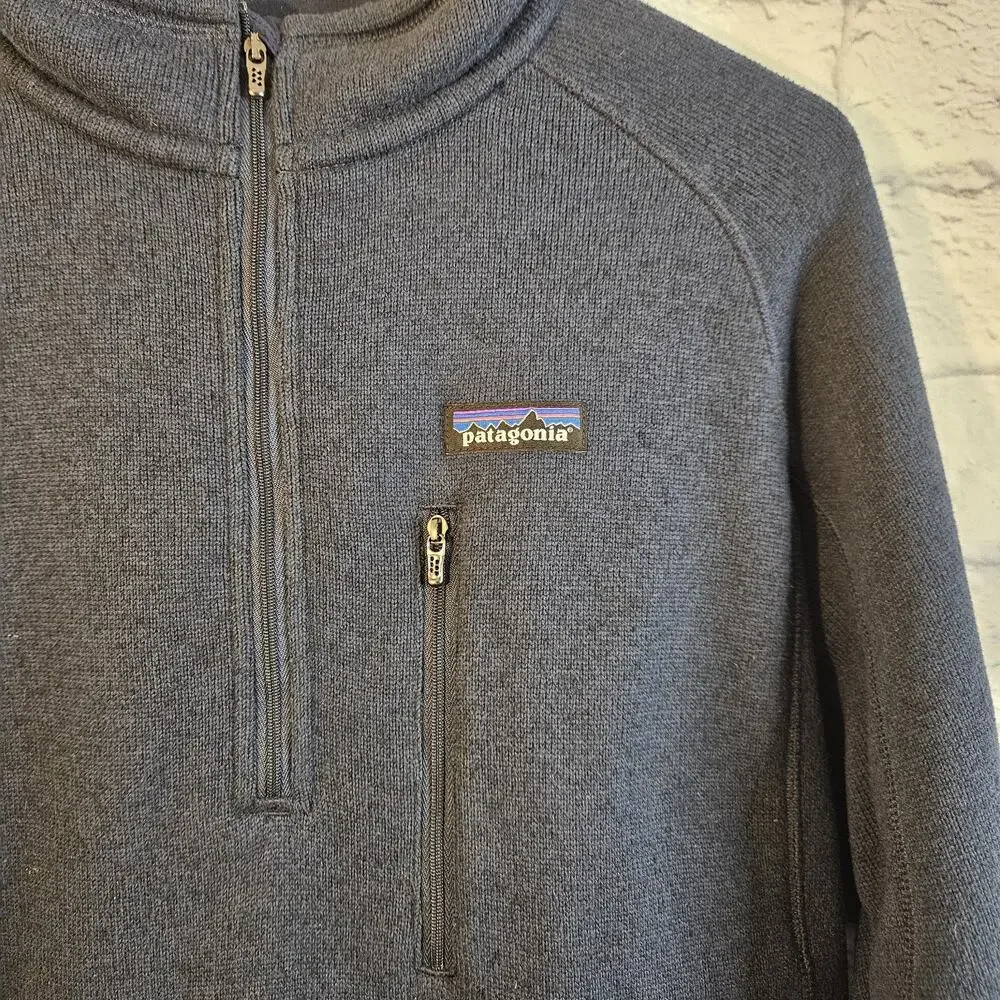 Patagonia Mens Medium Navy Blue Better Sweater 1/4 Zip Fleece Hiking